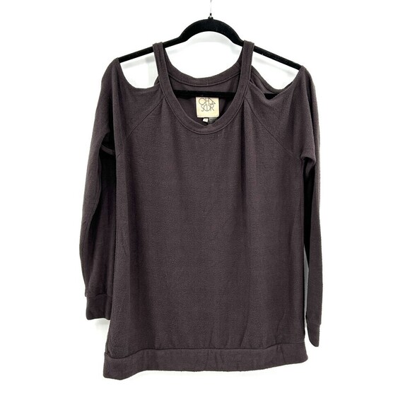 NWT CHASER Gray Super Soft Raglan Cold Shoulder Sweatshirt Size Medium - Picture 1 of 3